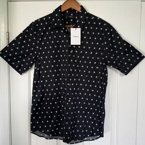 🖤 Theory Men’s Black Polka Dot Short Sleeve Shirt NWT Size S 🖤